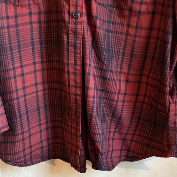 Levi's Men's Burgundy and Black Plaid Shirt - Picture 8 of 13
